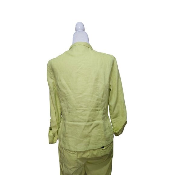 Chico lime green linen military style jacket and cotton capri cargo pants size 0 - Picture 12 of 15